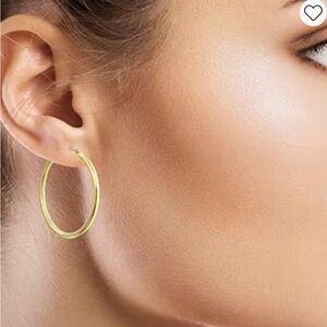 New & Elegant 1 1/4 Inch Gold Tone Hoop Earrings